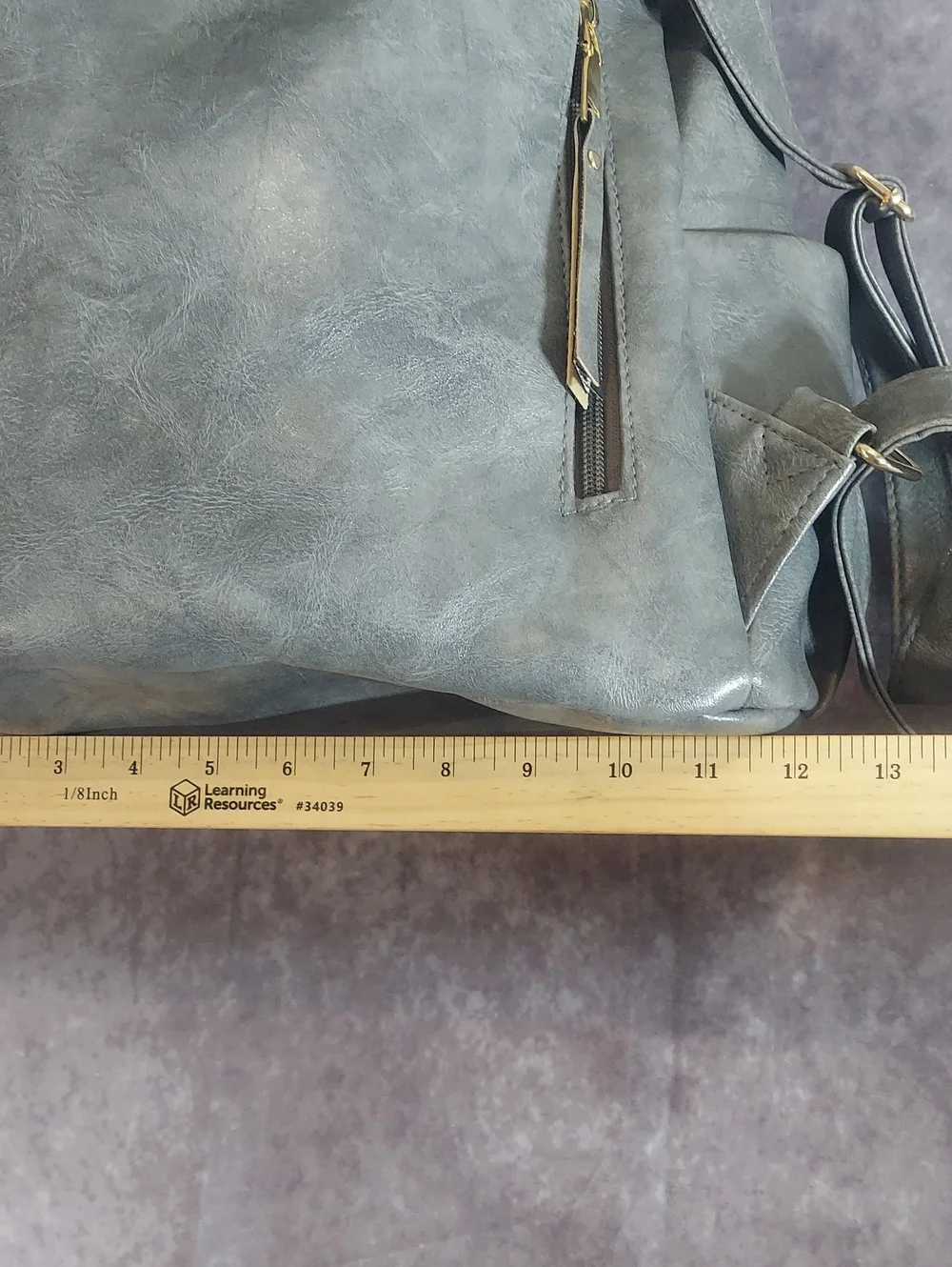 Premium Convertible Gray Faux Leather Backpack with Woven Boho Strap - EUC